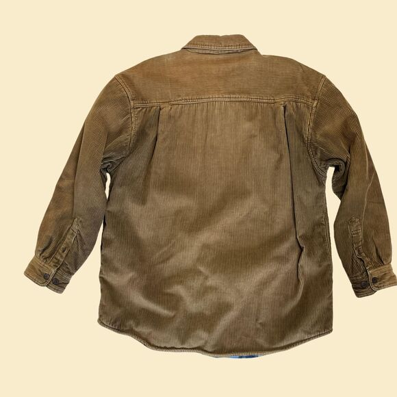 Corduroy 90s mens M jacket, vintage brown fleece-lined button down shacket - Picture 8 of 8